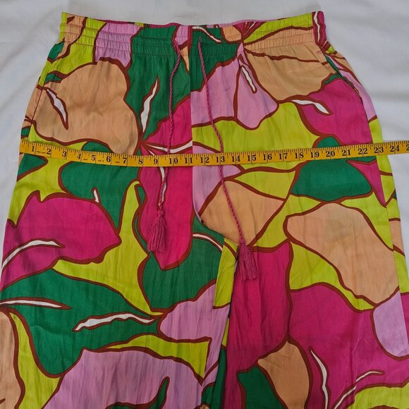 C&C California Multicolor Floral Tropical Wide-Leg Beach Pants Women's Small - Picture 8 of 10